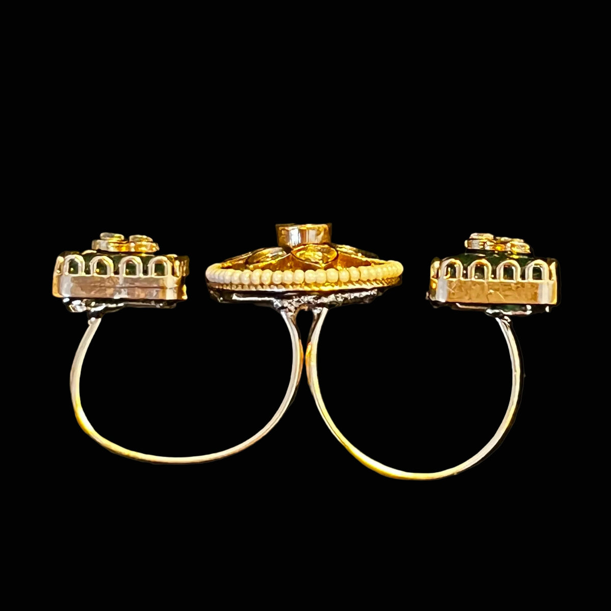 Emerald & Kundan Floral Ring