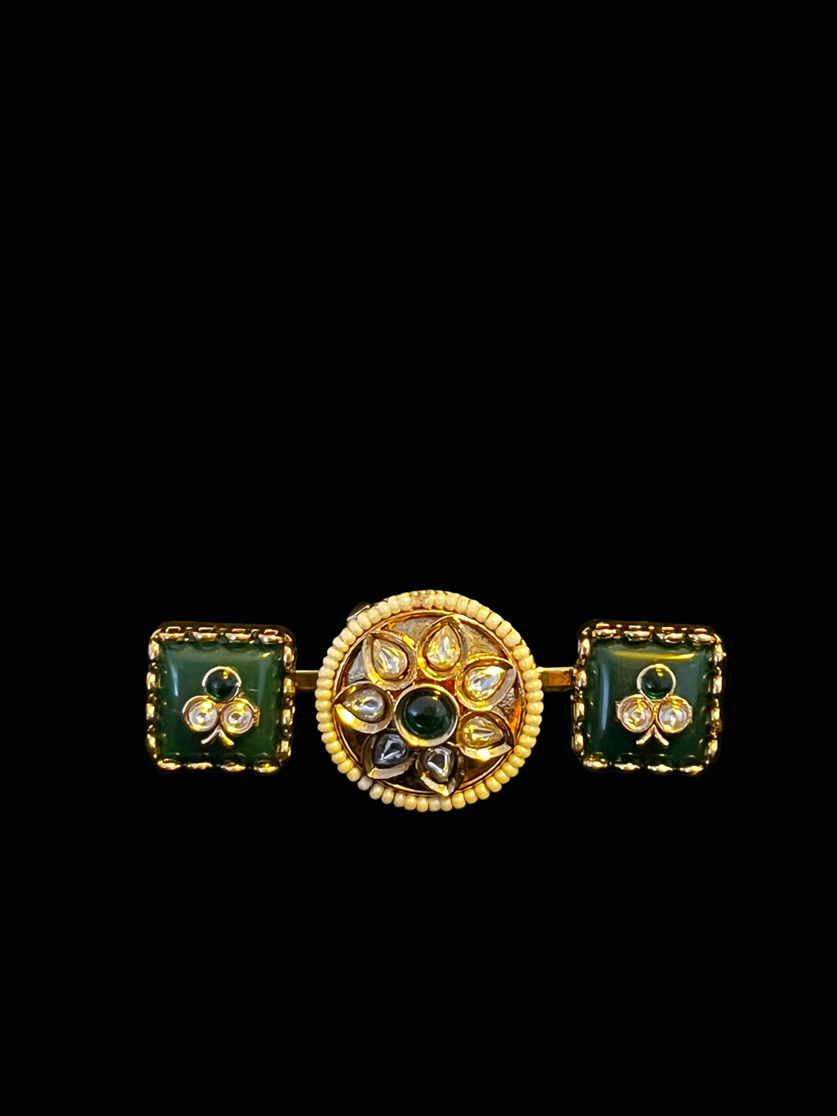 Emerald & Kundan Floral Ring