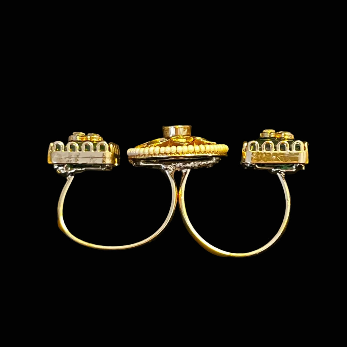 Emerald & Kundan Floral Ring